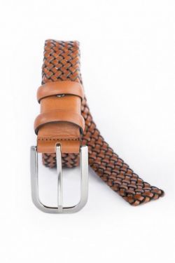 Riem Vlecht 35 mm Cognac