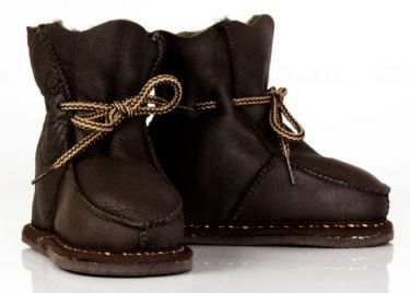 Bernardino Baby Stap Lamsvel Pantoffel Donkerbruin 17