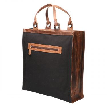 LD Canvas Boodschappentas Tas lux Zwart/Bruin