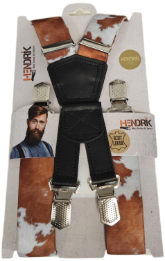 Hendrik Bretels Gold Dier Bretels Koe Bruin/Wit Gevlekt