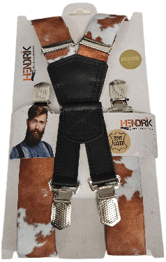 Hendrik Bretels Gold Dier Bretels Koe Bruin/Wit Gevlekt
