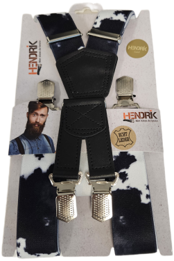 Hendrik Bretels Gold Dier Bretels Koe Zwart/Wit Gevlekt